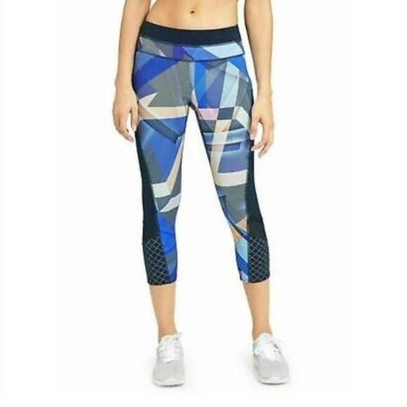 Athleta Electric Geo Sonar Capri Leggings Yoga Gym Back Zip Pocket Mesh Panel XS - Picture 4 of 16